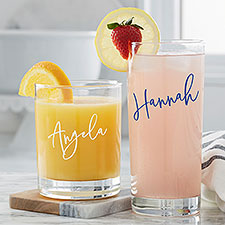 Trendy Script Name Personalized Drinking Glasses - 31395