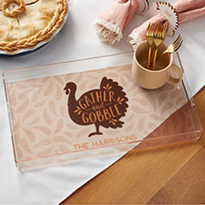 Gather  Gobble Personalized Thanksgiving Serving Tray - 31978