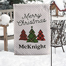 Plaid  Print Personalized Christmas Garden Flag - 32318