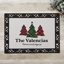 Plaid  Print Personalized Christmas Doormats - 32644