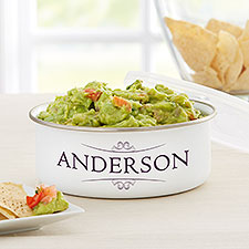 Elegant Monogram Personalized Enamel Bowl with Lid  - 33898