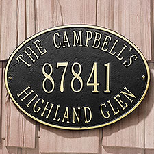 Oval Personalized House Address Plaque - 3402D