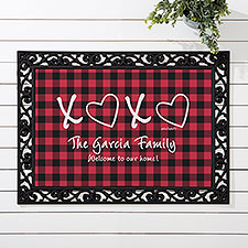 XoXo Red  Black Buffalo Check by philoSophies Personalized Doormats - 34216