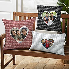 Family Heart Photo Personalized Outdoor Throw Pillows - 34917