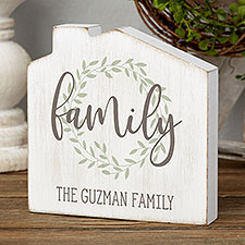 Family Wreath Personalized House Shelf Block - 35326