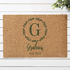 Personalized 18x27 Synthetic Coir Doormat - Laurel Monogram - 36257