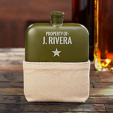 Authentic Personalized Foster  Rye Matte Army Green Flask - 36461