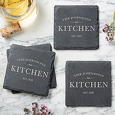 Engraved Slate Coaster Set - Family Market - 36540