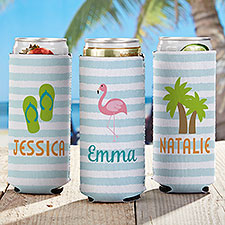 Beach Fun Personalized Skinny Can Wrap  - 36775