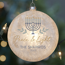 Spirit of Hanukkah Menorah Personalized Lightable Frosted Glass Ornament  - 37240