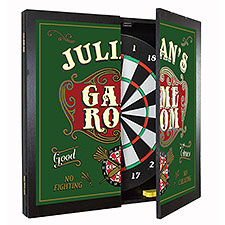 Personalized Game Room Dartboard  Cabinet Set  - 37388D