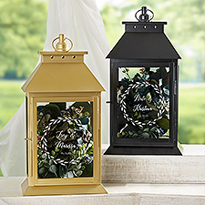 Personalized Decorative Wedding Candle Lantern - Laurels Of Love - 37393