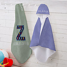 Pop Pattern Personalized Infant Beach  Pool Hooded Towel  - 37596