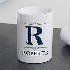 Personalized Ceramic Bathroom Cup - Elegant Monogram - 38062