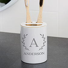 Personalized Ceramic Toothbrush Holder - Laurel Initial - 38099