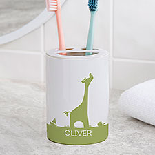 Personalized Ceramic Toothbrush Holder - Baby Zoo Animals - 38117