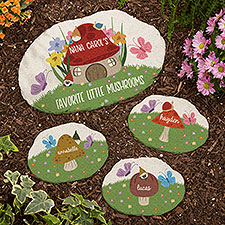 Mushroom Family Personalized Round Garden Stone  - 38162