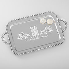 Personalized Handled Serving Tray - Family Name Mariposa® String of Pearls - 38571