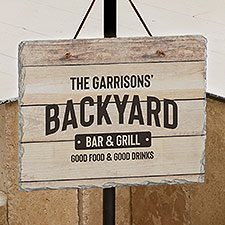 Backyard Bar  Grill Personalized Outdoor Slate Sign  - 38592