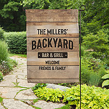 Backyard Bar  Grill Personalized Garden Flag  - 38594