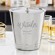 Family Name Personalized Silver Ice Bucket  - 38643