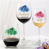 Birthstone Color Printed Wine Glass Collection  - 38839