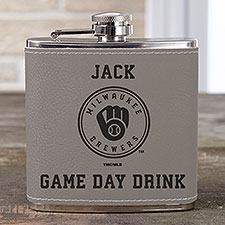 MLB Milwaukee Brewers Leatherette Personalized Flask  - 39040