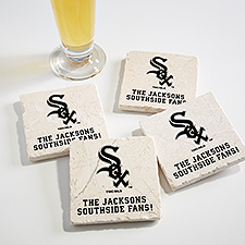 MLB Chicago White Sox Personalized Tumbled Stone Coaster Set  - 39423