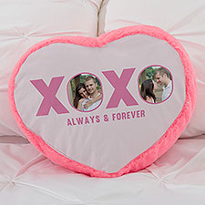 XOXO Photo Personalized Pink Heart Throw Pillow  - 40282