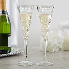Engraved Reed  Barton Crystal Wedding Champagne Flute Set - 40960
