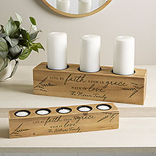 Live By Faith Personalized Wood Candle Holder  - 41031