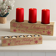 Winter Wonderland Personalized Wood Candle Holder  - 41034