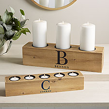 Chic Monogram Personalized Wood Candle Holder  - 41042