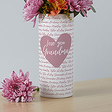 Personalized White Flower Vase - Family Heart - 41103