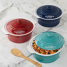 Gather  Gobble Personalized Round Casserole With Lid  - 41169