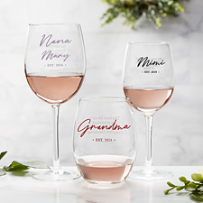 Grandma  Grandpa Established Personalized Wine Glass Collection - 41471