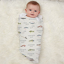 Gone Fishing Personalized Receiving Blanket  - 41769