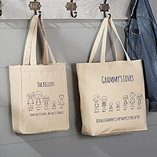 Stick Figure Family Personalized Canvas Tote Bags - 43173