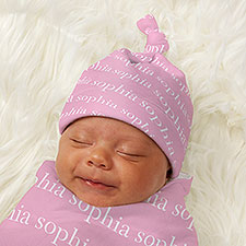 Playful Name Personalized Baby Top Knot Hat  - 43660