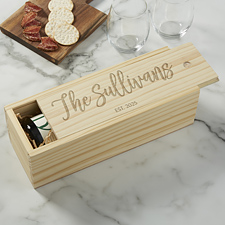 Seasonally Script Engraved Wood Wine Box - 45443