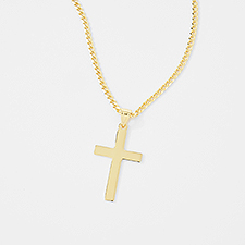 Engraved Gold Cross Necklace - 46092