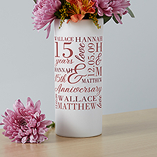 Eternal Love Personalized White Anniversary Flower Vase  - 47334