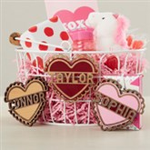 Heart Name Personalized Wood Valentine's Day Basket Tag  - 47469