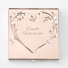 Engraved Rose Gold Heart  Vines Compact   - 47716