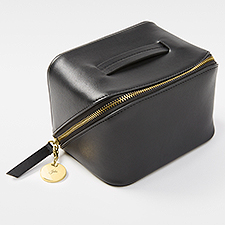 Engraved Small Black Leather Beauty Case  - 48213