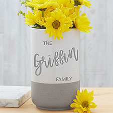 Bold Family Name Personalized Cement Vase - 48460