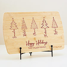 Scripted Christmas Tree Personalized Wood Cutting Board - 48561