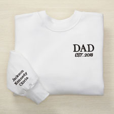 Fatherhood Date Established Embroidered Mens Sweatshirts - 49352