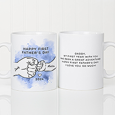 First Fathers Day Fist Bump Personalized Oversized Coffee Mug  - 49359