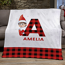 The Elf on the Shelf Plaid Personalized Blankets - 49570